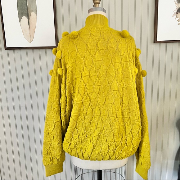 Mayser Popcorn Bobble Knit Mustard Yellow Oversized Cardigan Sweater - Picture 6 of 10